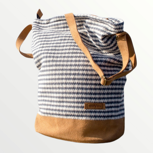 Daily bag - Dark Blue-Grey /White Thicker Stripe