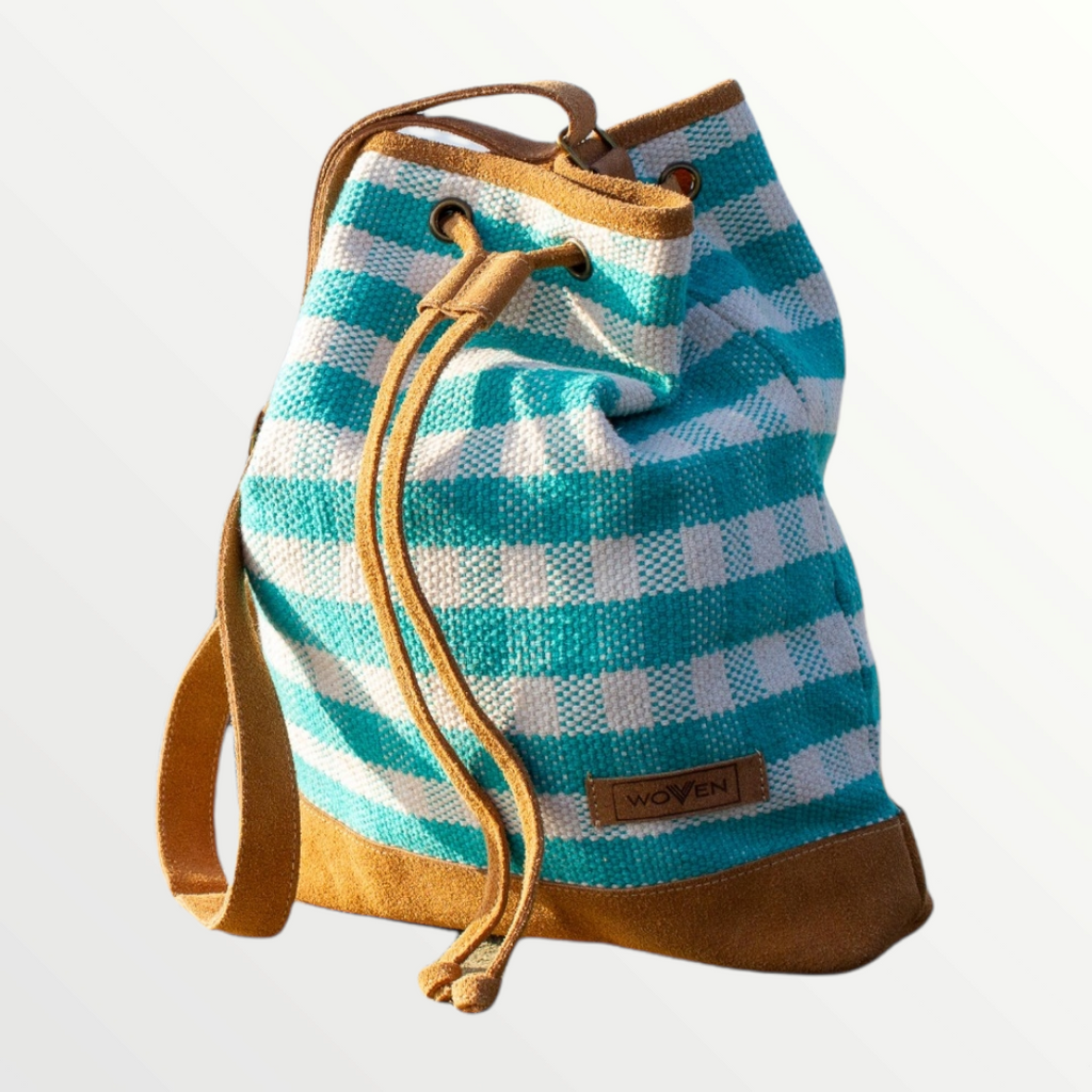 Muzza bag - Turquoise/ White Check Pattern