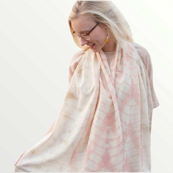 MuniMuni Tie Dye Scarf - Zig Zag Light Pink