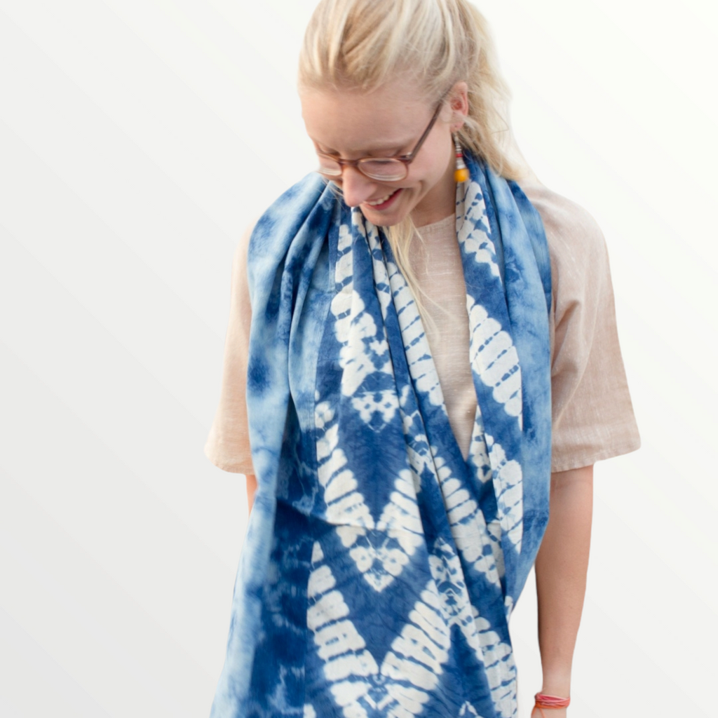 MuniMuni Tie Dye Scarf - Zig Zag Indigo