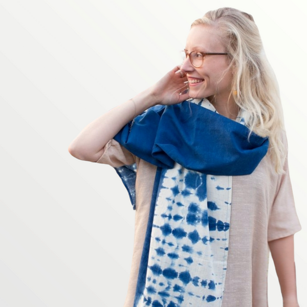 MuniMuni Tie Dye Shawl - Half Roll Indigo Blue