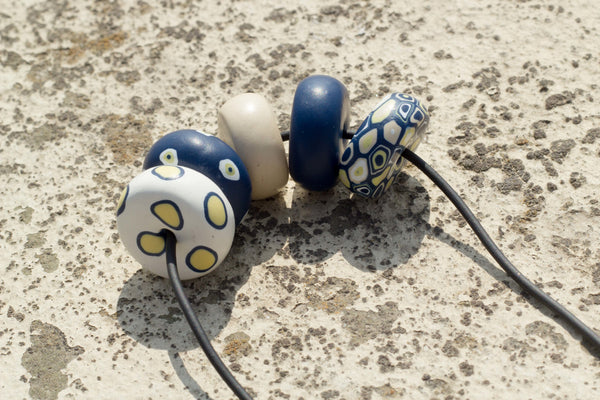 Rondelle - Blue/ Yellow 5 beads - MuniMuni