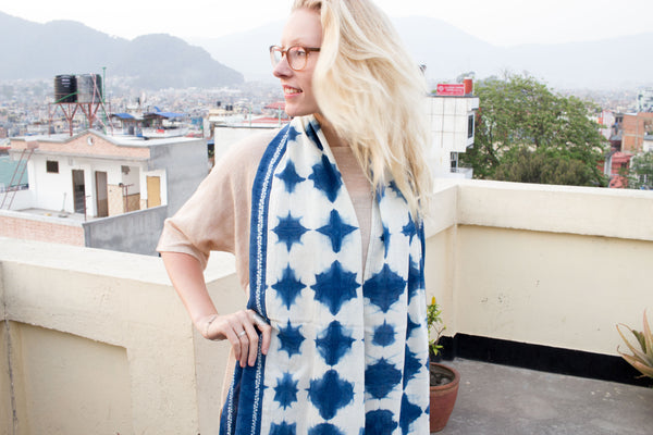 MuniMuni Tie Dye Scarf - Thread The Needle Indigo - MuniMuni