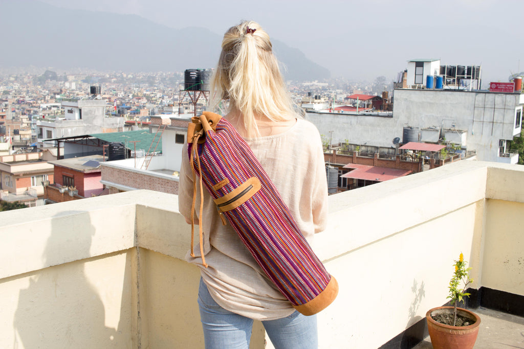 MUNIMUNI Aasha Top Yoga Mat Bag by Woven - Purple Recycle Pattern - MuniMuni