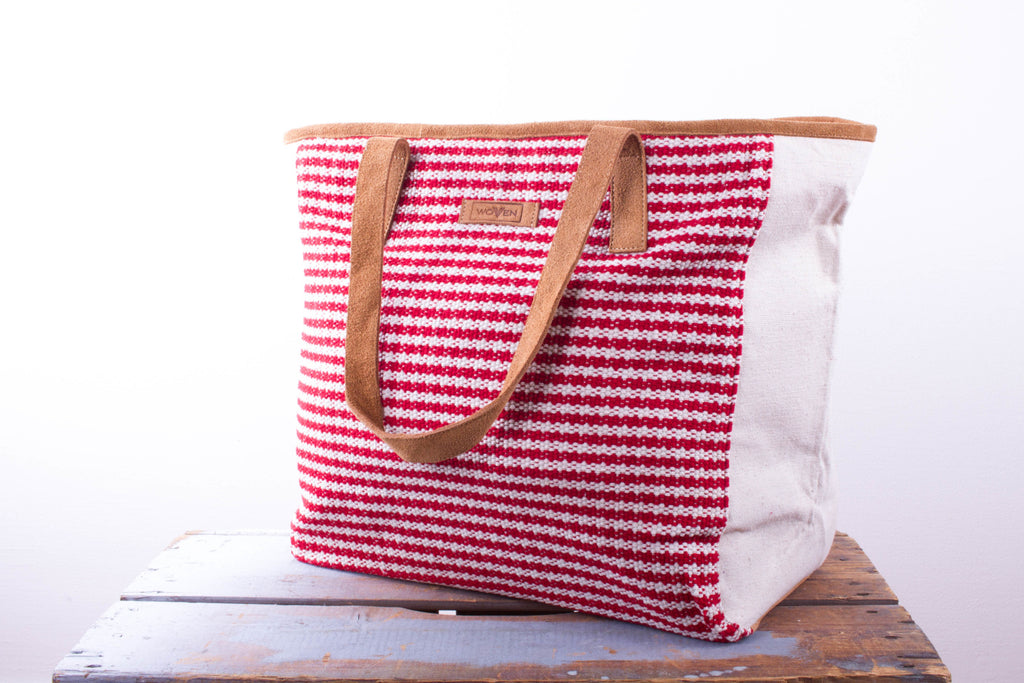 Tote Bag - Thicker Red Stripe - MuniMuni