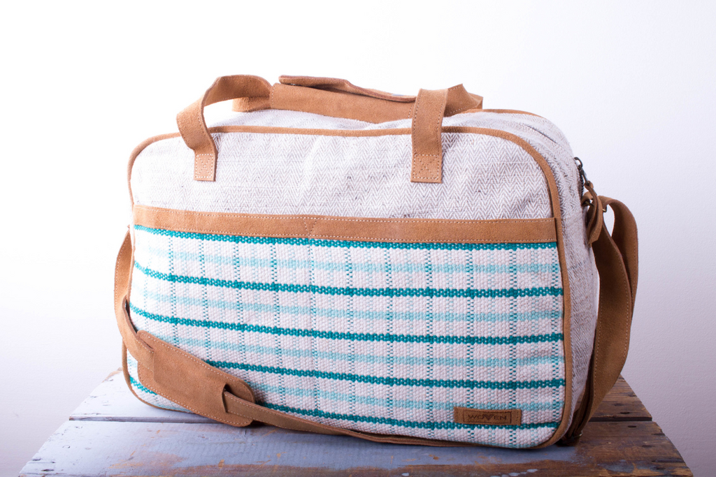 Tour Bag - Turquoise Check Pattern - MuniMuni