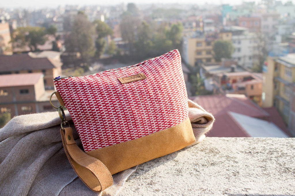 Wash Bag - Red Finer Pattern - MuniMuni