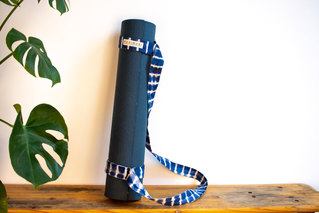 Tie Dye Yoga Carry Strap - Indigo Blue Stripe - MuniMuni