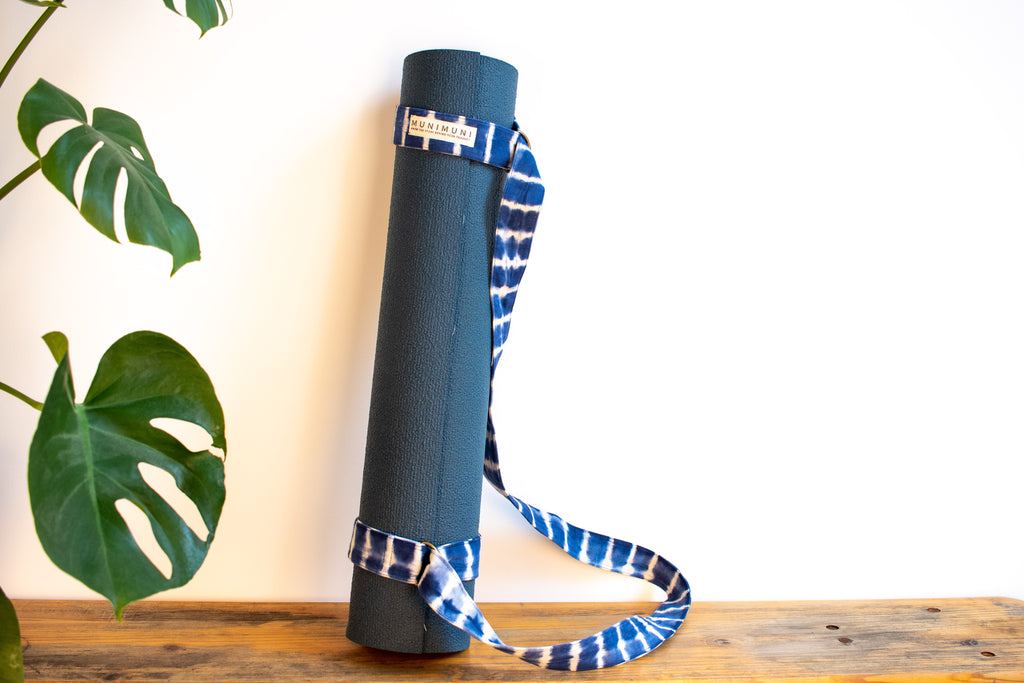 Tie Dye Yoga Carry Strap - Indigo Blue Stripe - MuniMuni